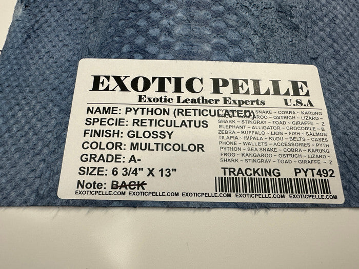 Multicolor Genuine Python Snakeskin Leather real hide snake skin piece Rattle 92