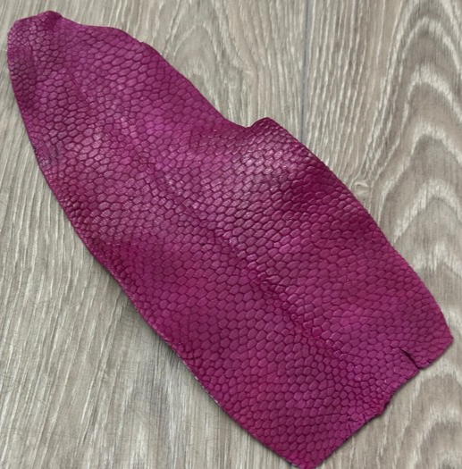 Pink Genuine Beaver Tail Crust Hide Skin Leather exotic fish shark 124