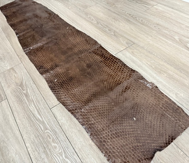 Brown Glossy Genuine Anaconda Leather product photo 1
