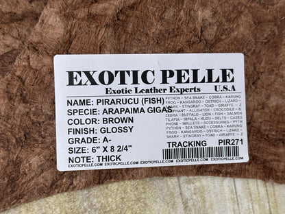 Brown Pirarucu Hide Genuine Skin Arapaimia Gigas Remnant Scrap Fish Leather 271