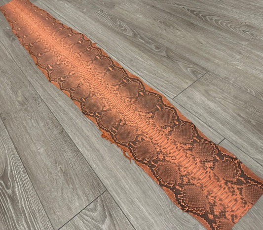 Orange Natural Pattern Matte Genuine Reticulated Python Snake Leather 323 product photo 1