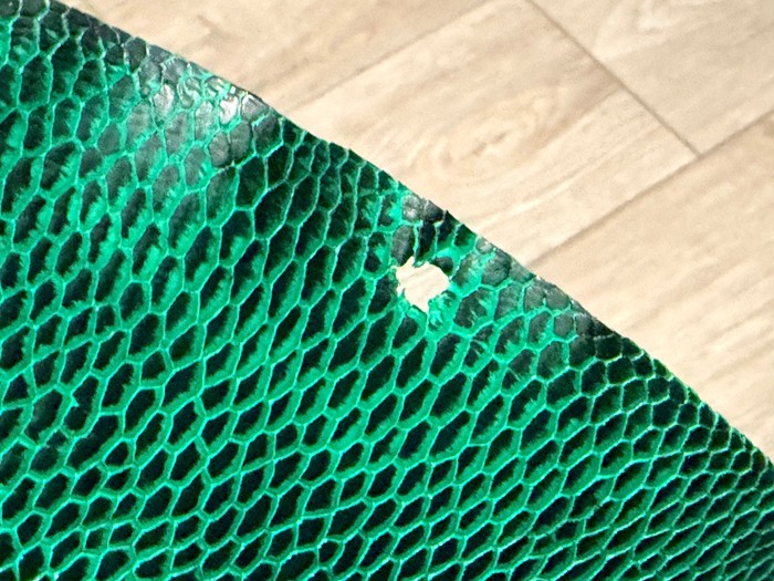 Black On Green Satin Genuine North American Beaver Tail Leather 171 product photo 3