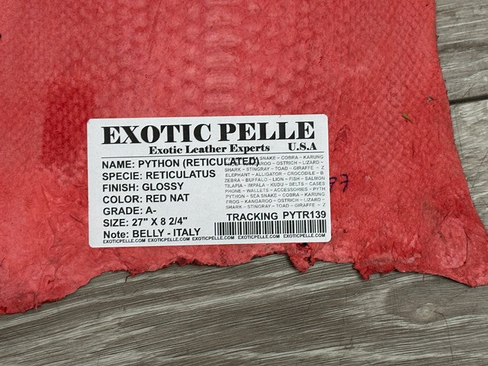 Red Genuine Python Italian Snakeskin Leather real hide snake skin Rattle boa 139