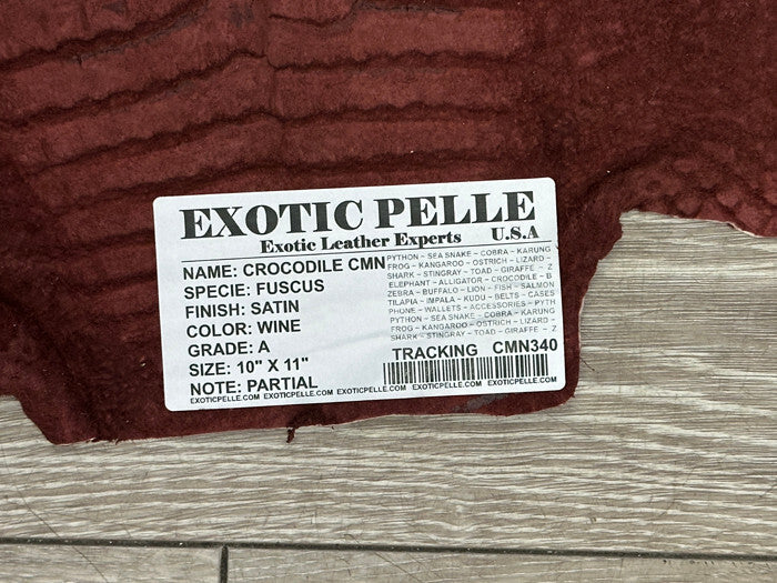 Wine Genuine Caiman Crocodile belly Hide Leather Skin real alligator Croc 340