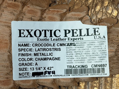 Champagne Metallic Genuine Caiman Crocodile Leather product photo 5