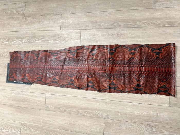 XXL Mahogany Natural Pattern Glossy Rustic Genuine Reticulated Python Snake Leather 628 product photo 2