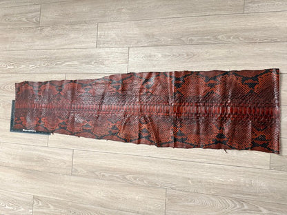 XXL Mahogany Natural Pattern Glossy Rustic Genuine Reticulated Python Snake Leather 628 product photo 2