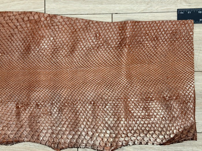 Silver On Brown Metallic Genuine Anaconda Snake Leather 538 product photo 3