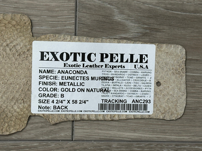 Gold Genuine Anaconda Leather Snake skin hide snake skin python Boa rattle 293