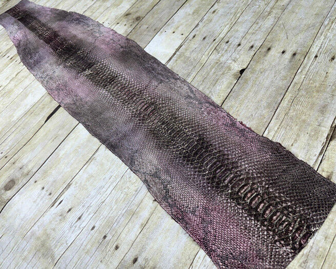 Tie-dye Rose with Silver Python Nubuck Genuine Leather real hide snake skin 243