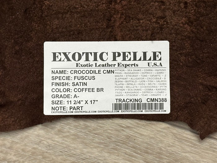 Brown Caiman Crocodile belly Hide Leather Skin real alligator remnant Croc 388