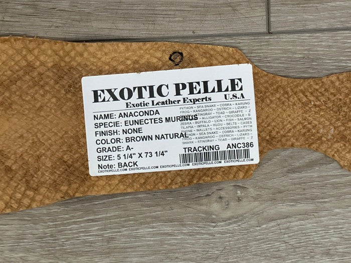 Brown Natural Tan Anaconda Snake skin Leather real hide python boa rattle 386