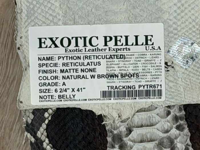 Brown Spots On Natural Pattern Matte Genuine Reticulated Python Snake Leather 671 product photo 3