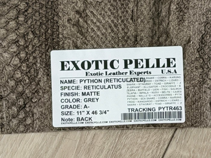 Gray Matte Genuine Reticulated Python Snake Leather 463 product photo 3