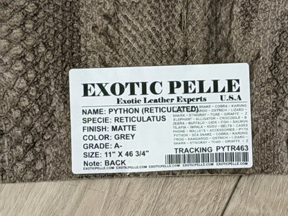 Gray Matte Genuine Reticulated Python Snake Leather 463 product photo 3