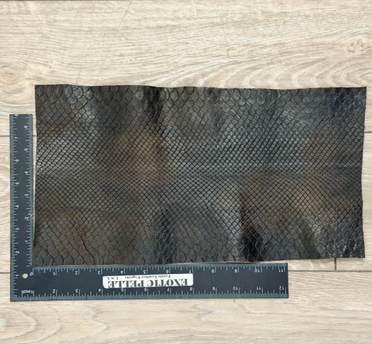 Dark Brown Satin Genuine Python Leather PYTR562 product photo 1