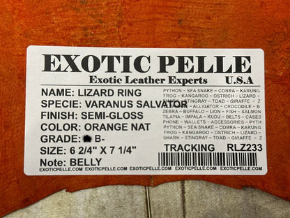 Orange Natural Pattern Semi Gloss Genuine Ring Lizard Leather RLZ233 product photo 4