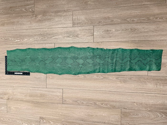 Green Natural Pattern Matte Genuine Reticulated Python Snake Leather 531 product photo 2