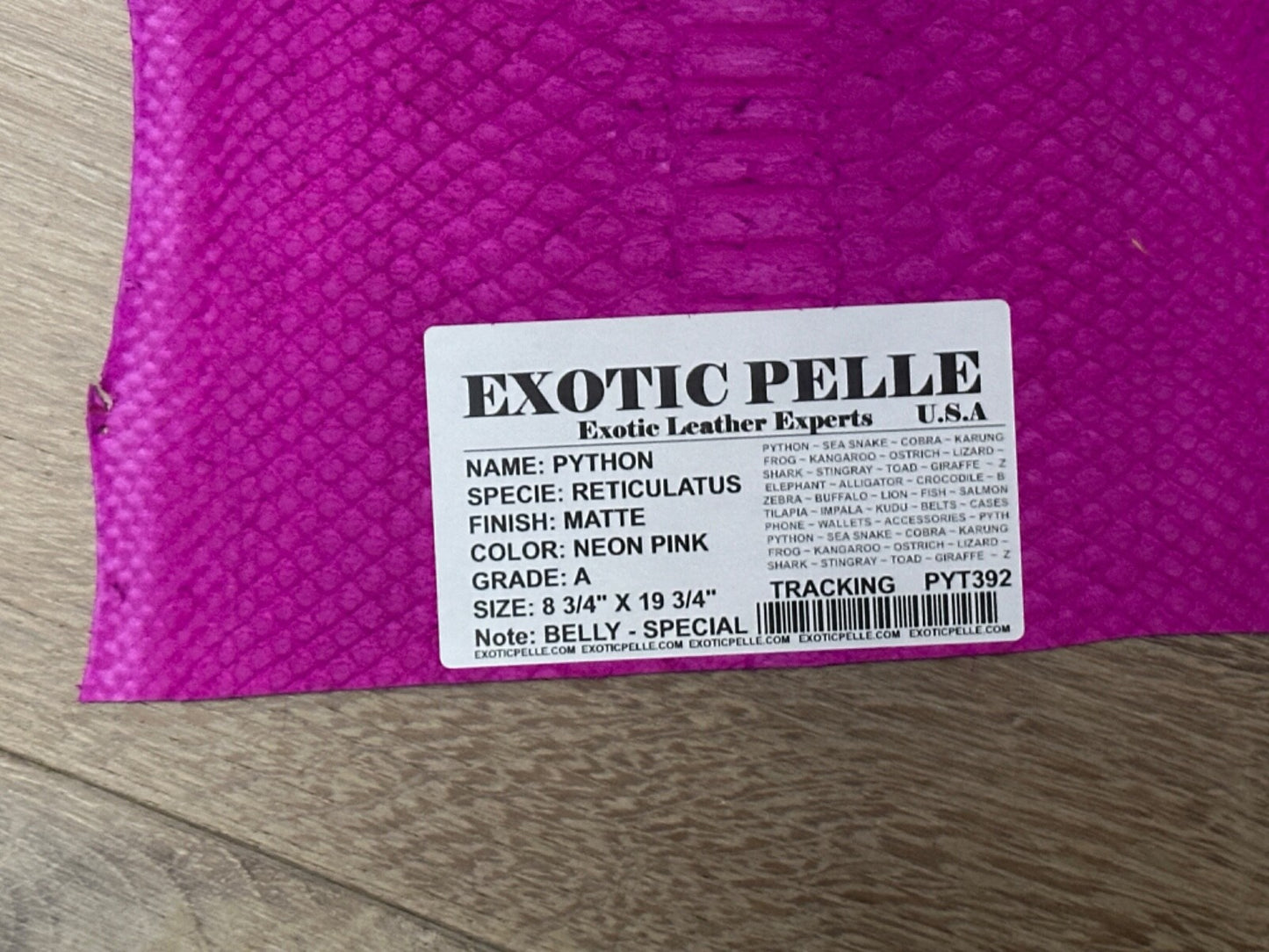 Pink Genuine Python Piece Snakeskin Leather real hide snake skin Ratle Boa 392