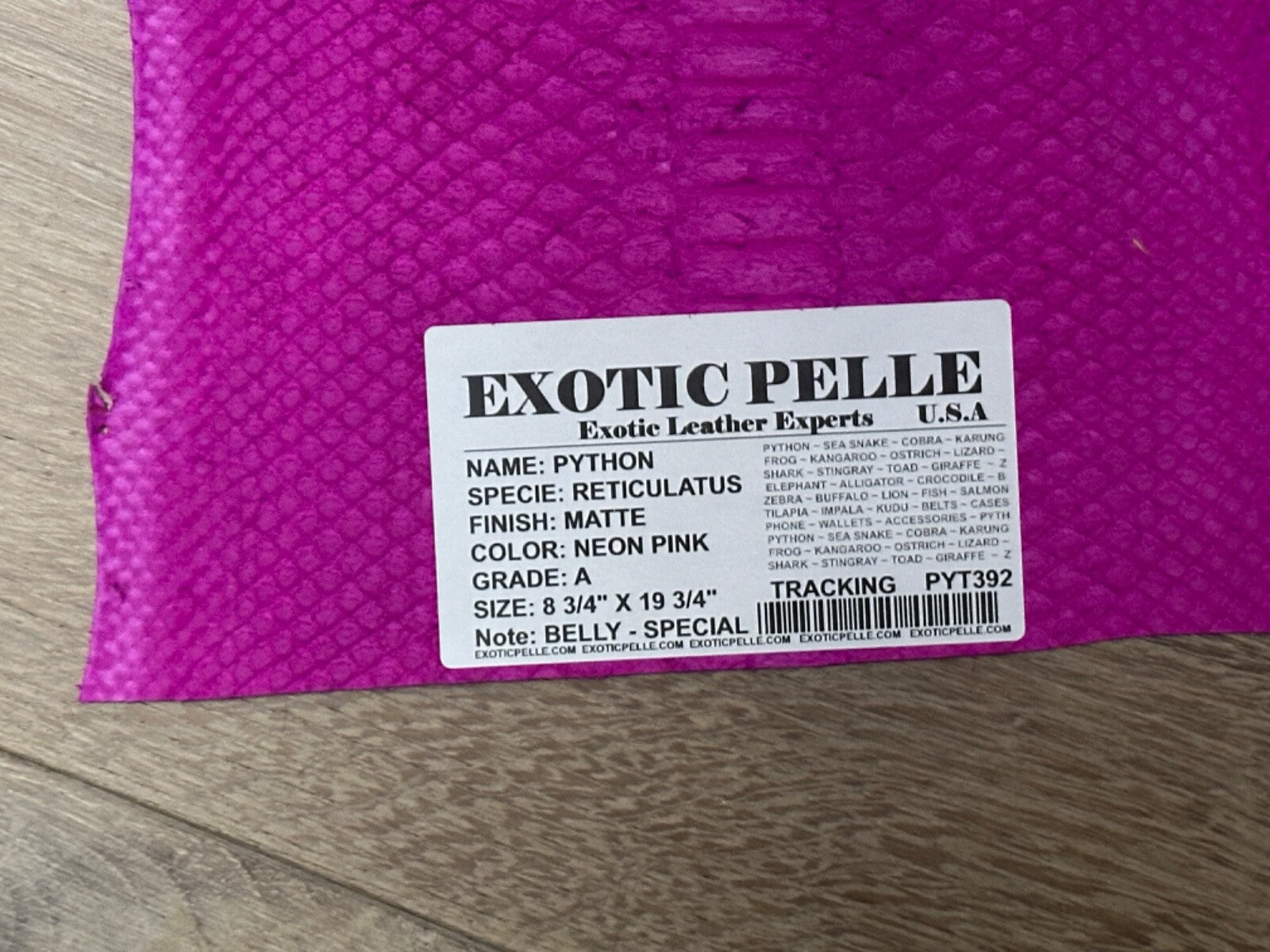 Pink Genuine Python Piece Snakeskin Leather real hide snake skin Ratle Boa 392