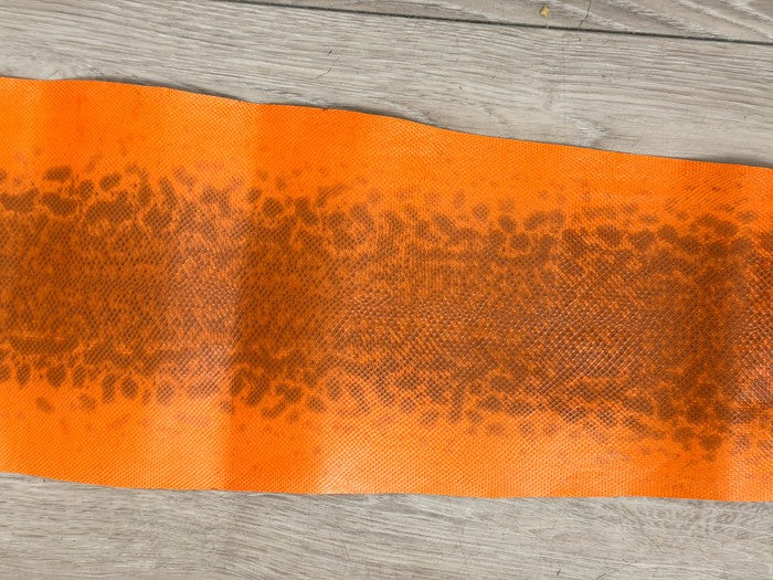 Large Orange Natural Pattern Glossy Genuine Karung Elephant Trunk Snake Leather 511 product photo 3