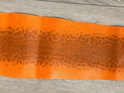 Large Orange Natural Pattern Glossy Genuine Karung Elephant Trunk Snake Leather 511 product photo 3