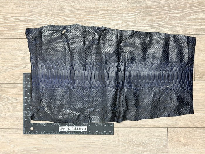 Dark Blue Misc Satin Distressed Genuine Reticulated Python Snake Leather 418 product photo 2