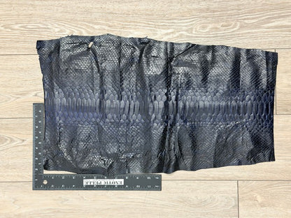 Dark Blue Misc Satin Distressed Genuine Reticulated Python Snake Leather 418 product photo 2