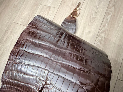 Genuine Alligator Leather - Brown Glossy Distressed Belly Cut WYSIWYG 441 product photo 3