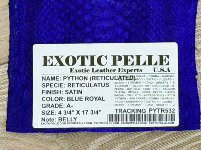 Royal Blue Satin Genuine Python Leather PYTR532 product photo 4