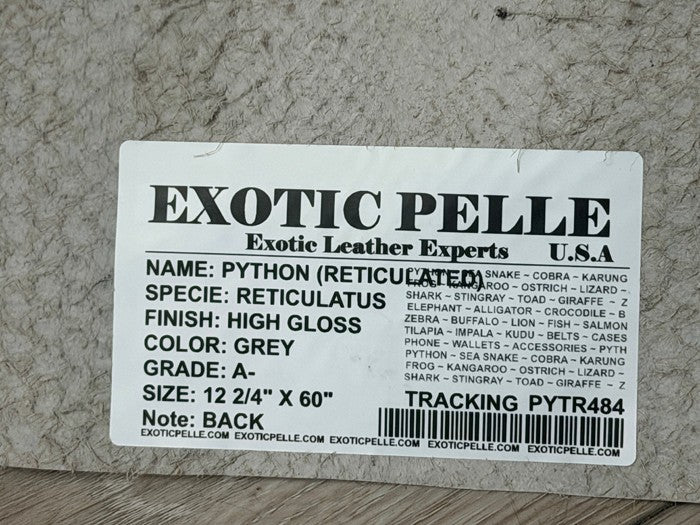 Gray - Gray High Gloss Genuine Reticulated Python Snake Leather 484 product photo 4