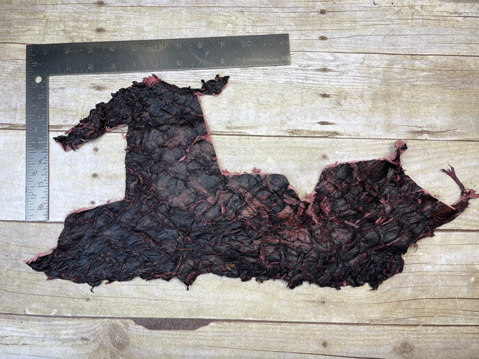 Wine Pirarucu Hide Genuine Skin Arapaimia Gigas Scrap Fish maroon Leather 186