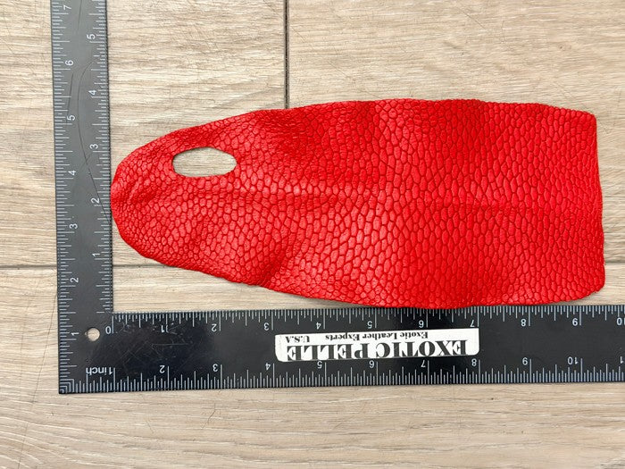 Red Painted Matte Genuine North American Beaver Tail Leather 161 product photo 2