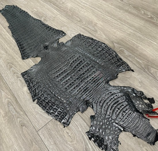 XL Silver Holographic Genuine Caiman Crocodile Hide Leather Skin Alligator 92