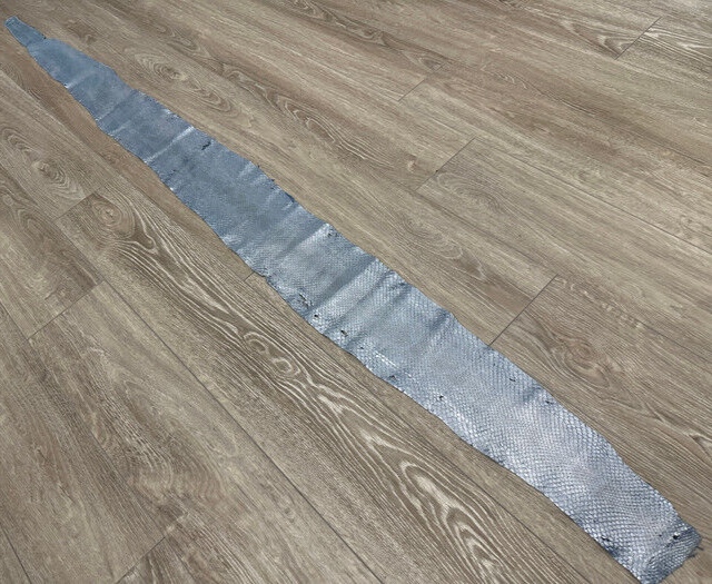 Silver on Blue Genuine Anaconda Leather real hide snake skin python boa rattle 7