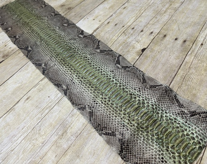 Green center Big Genuine Python Snakeskin Leather real hide snake skin Jumbo 205