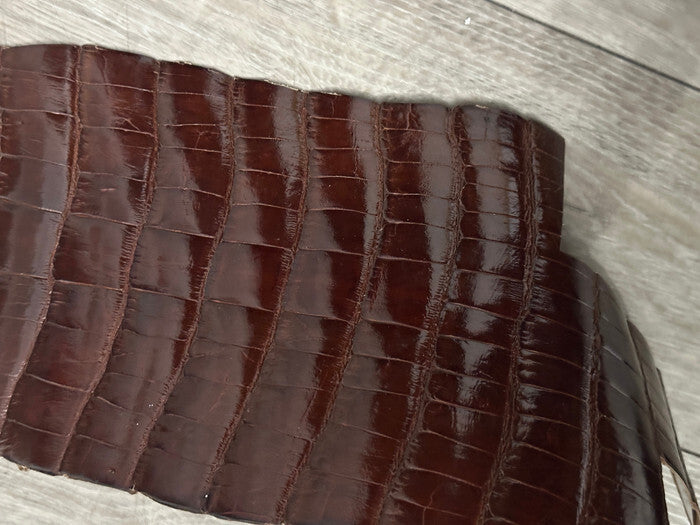 Mahogany Genuine Alligator Tail Hide Leather Skin Piece Scrap Gator Croc Belly 3