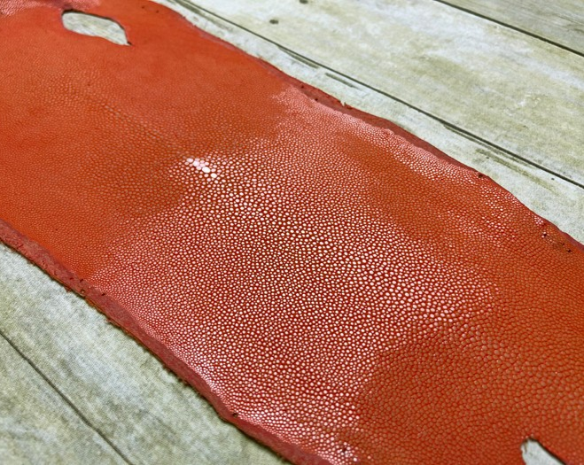 Orange Polished & Sanded Genuine Stingray Leather RAY928 product photo 1