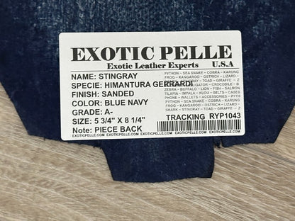 Blue Genuine Polished Sanded Stingray Hide Skin Sting Ray Leather Shagreen 1043