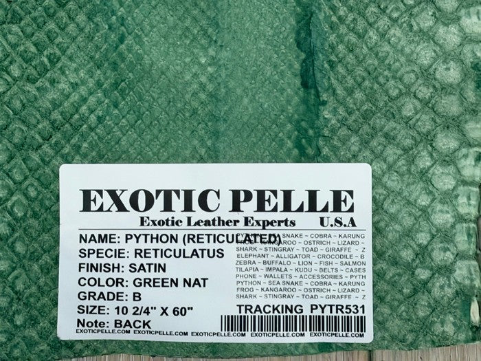 Green Natural Pattern Matte Genuine Reticulated Python Snake Leather 531 product photo 6