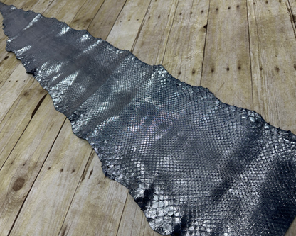 Silver on Blue Metallic Genuine Anaconda Leather 156 product photo 1