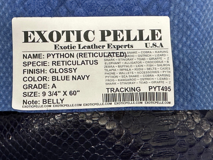 Blue Glossy Genuine Python Snakeskin Leather real hide snake skin Rattle Boa 495