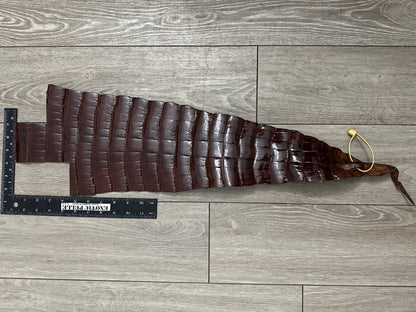 Mahogany Genuine Alligator Tail Hide Leather Skin Piece Scrap Gator Croc Belly 3