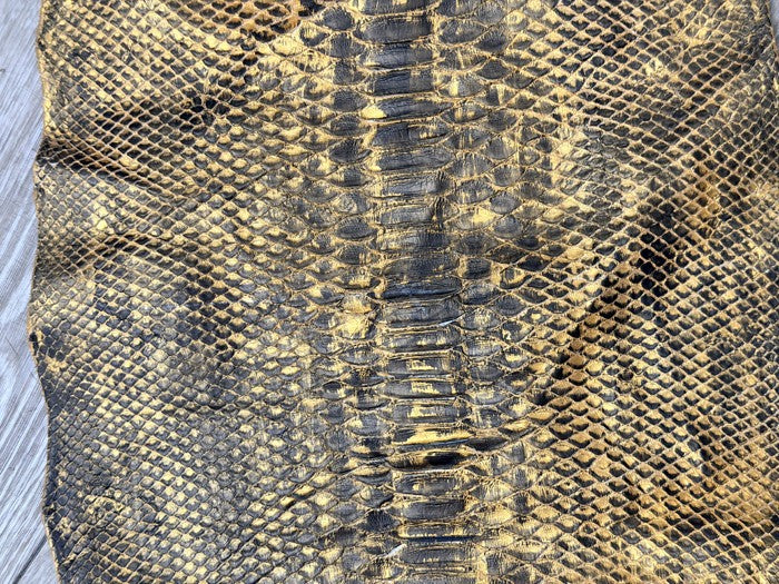 Black On Gold Satin Genuine Short-Tail Python Snake Leather 183 product photo 5