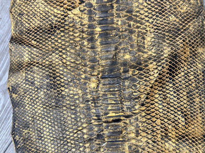 Black On Gold Satin Genuine Short-Tail Python Snake Leather 183 product photo 5