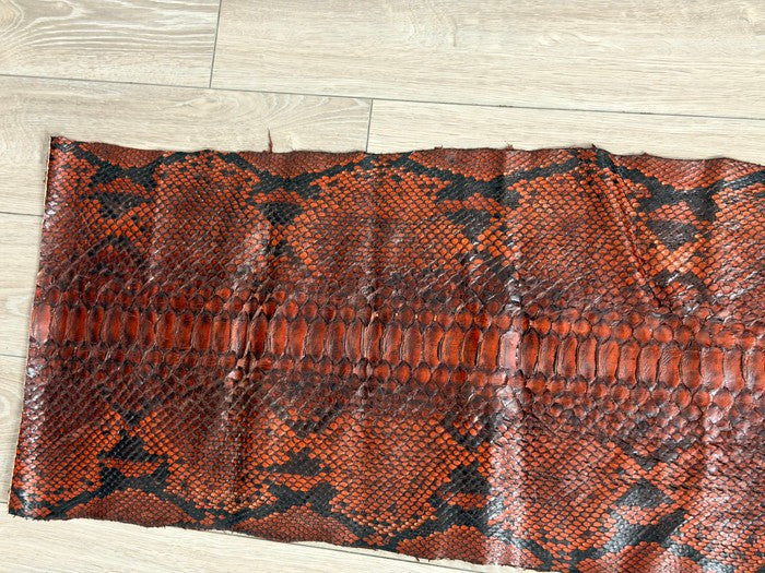 XXL Mahogany Natural Pattern Glossy Rustic Genuine Reticulated Python Snake Leather 628 product photo 3