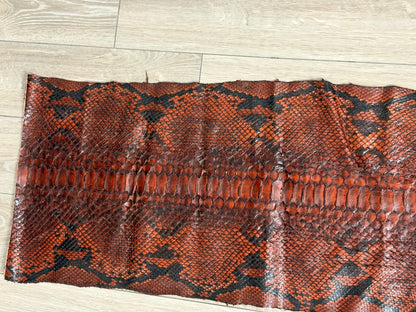 XXL Mahogany Natural Pattern Glossy Rustic Genuine Reticulated Python Snake Leather 628 product photo 3