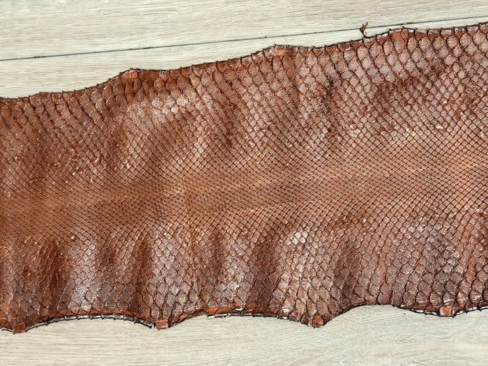 Silver On Brown Metallic Genuine Anaconda Snake Leather 538 product photo 5