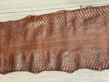 Silver On Brown Metallic Genuine Anaconda Snake Leather 538 product photo 5
