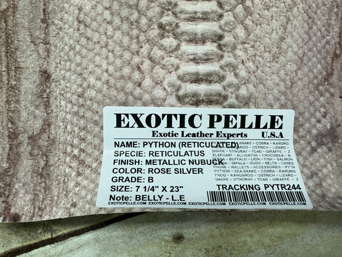 Tie-dye Rose with Silver Python Nubuck Genuine Leather real hide snake skin 244